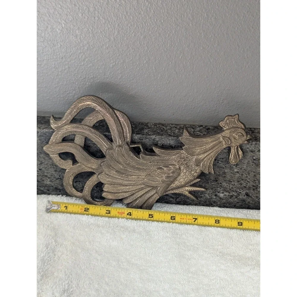 Vintage Cast Metal Wall Hanging Fighting  Running Rooster